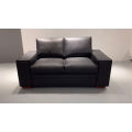 Classic Retro Living Room Loveseat Sofa Two Seater Black Full Grain Leather Couch